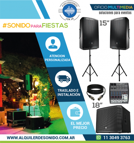 Alquiler COMBO COMBO SONIDO PRO SUB LOW (IDEAL FIESTAS DE TODO TIPO) - Sonido en Buenos Aires